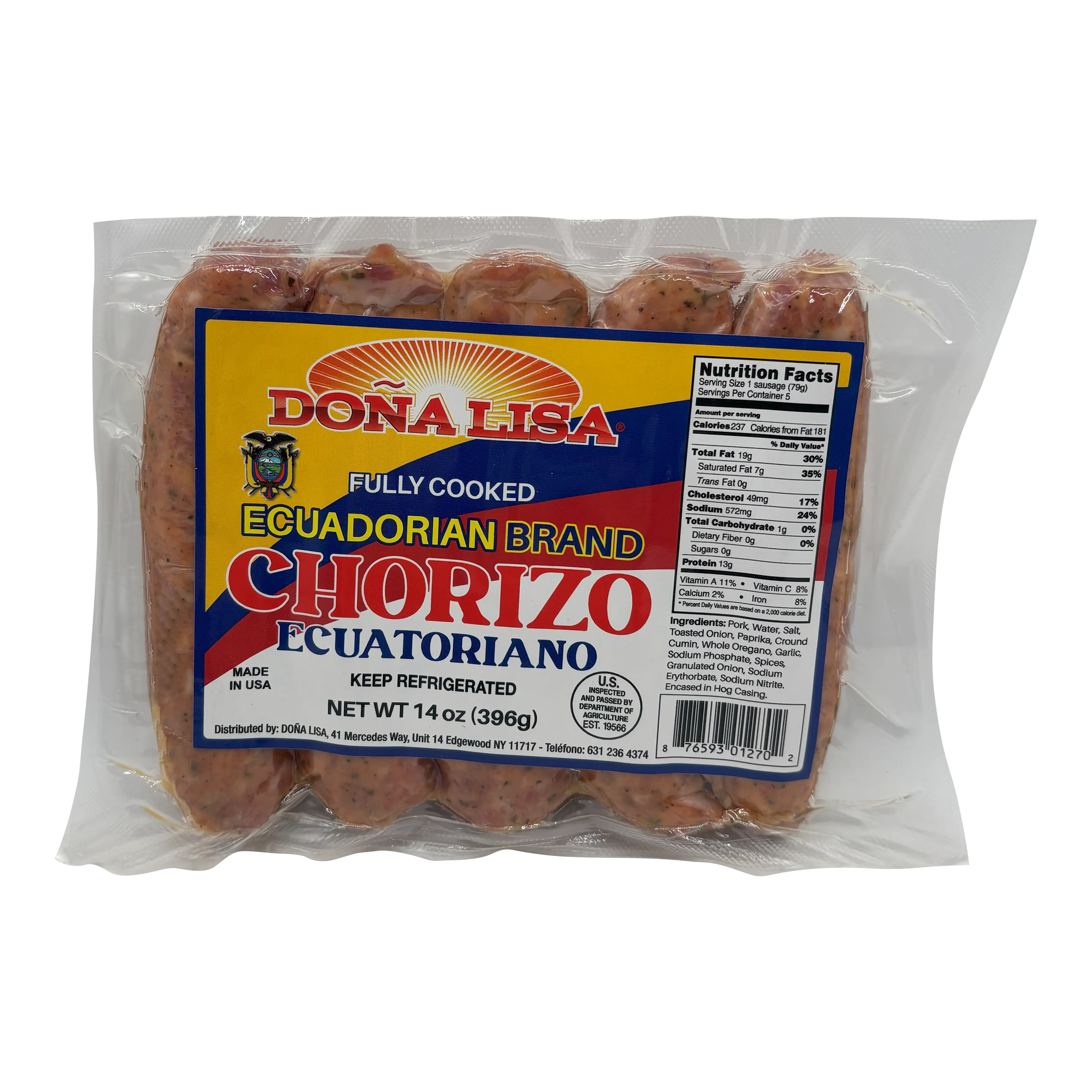 Doña Lisa Chorizo Ecuatoriano 14oz