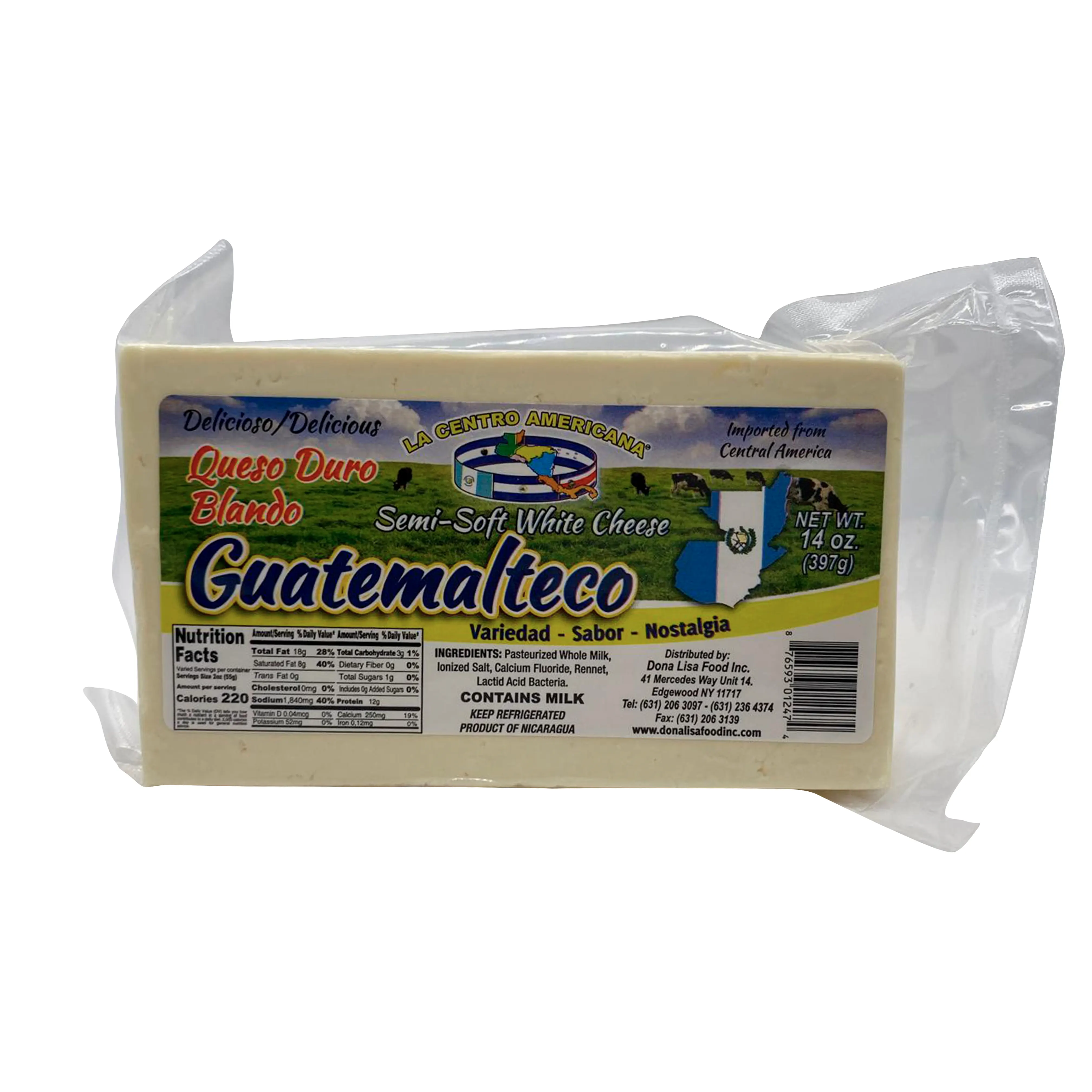 Queso duro blando guatemalteco LCA 6x14 oz