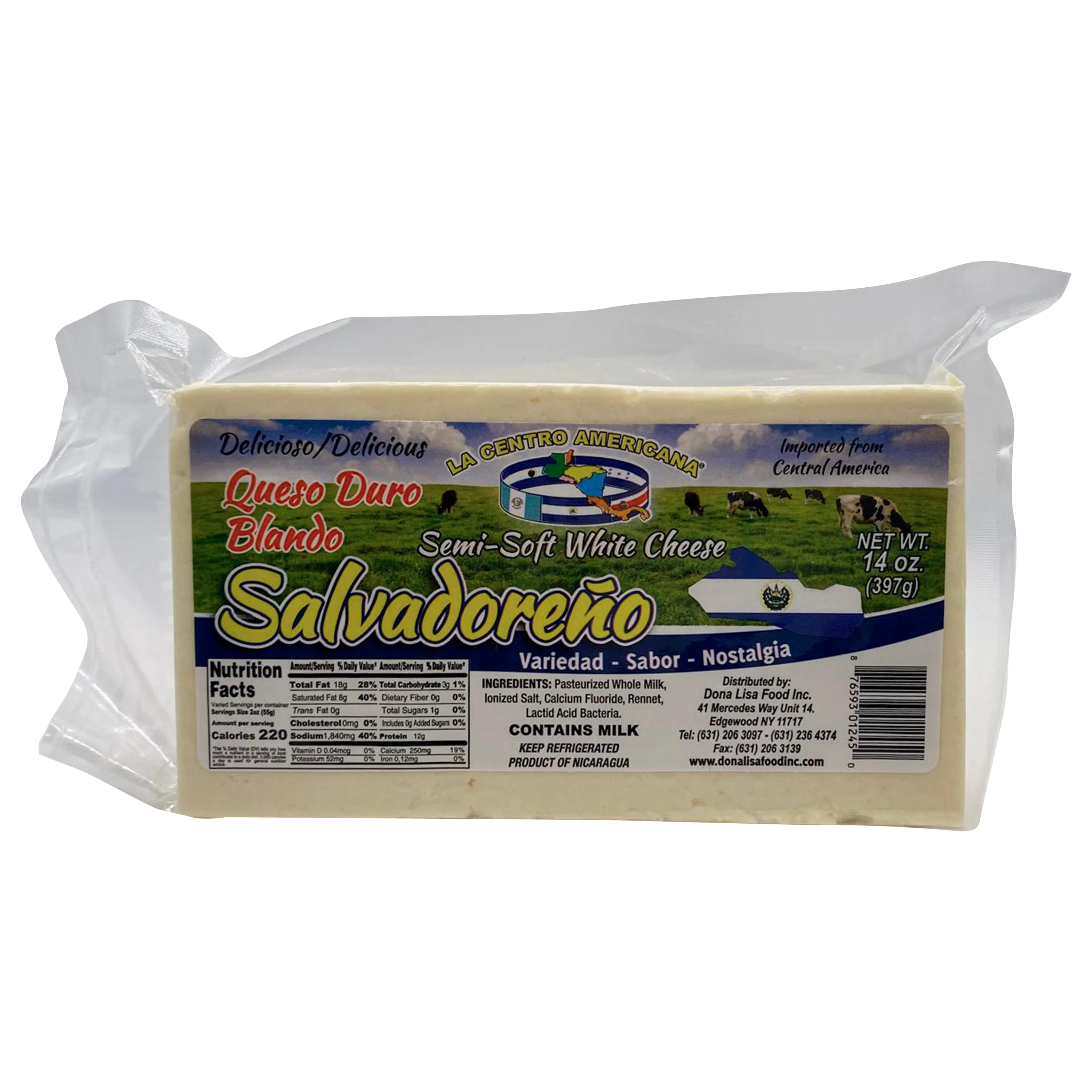 Queso duro blando salvadoreño LCA 14 oz paquete x6