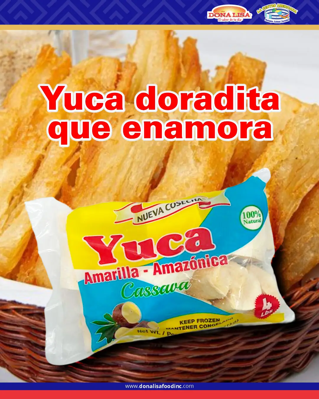 Yuca desvenada Doña Lisa lista para cocinar, ideal para recetas tradicionales centroamericanas
