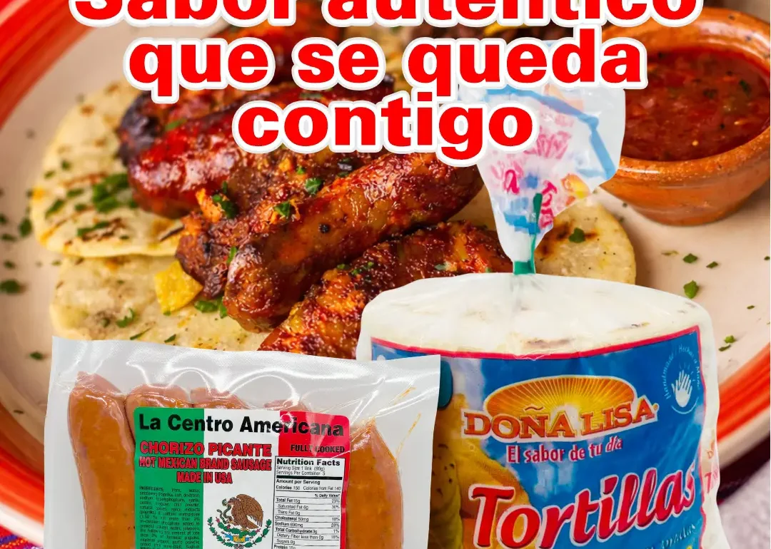 Chorizo mexicano La Centro Americana servido con tortillas hechas a mano Doña Lisa en una receta tradicional latina