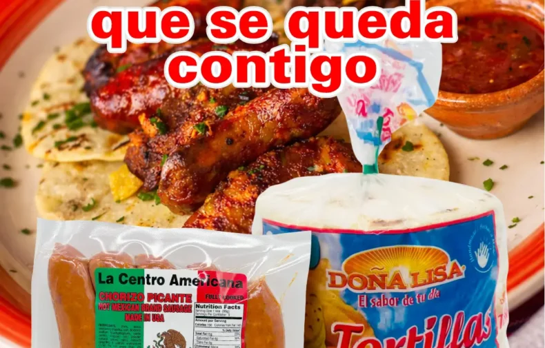 Chorizo mexicano La Centro Americana servido con tortillas hechas a mano Doña Lisa en una receta tradicional latina