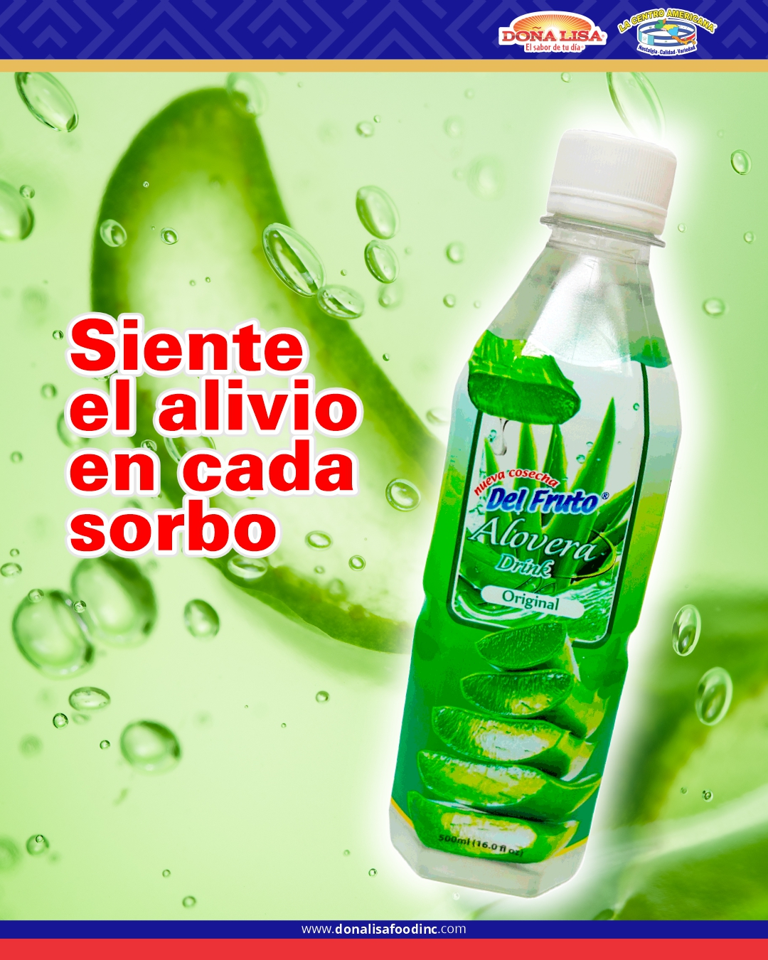 Botella de Aloe Original 500ml Del Fruto bebida refrescante natural con trozos de aloe