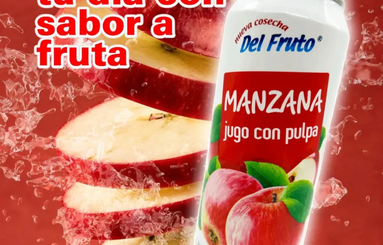 Botella de néctar de manzana con pulpa Del Fruto bebida refrescante natural