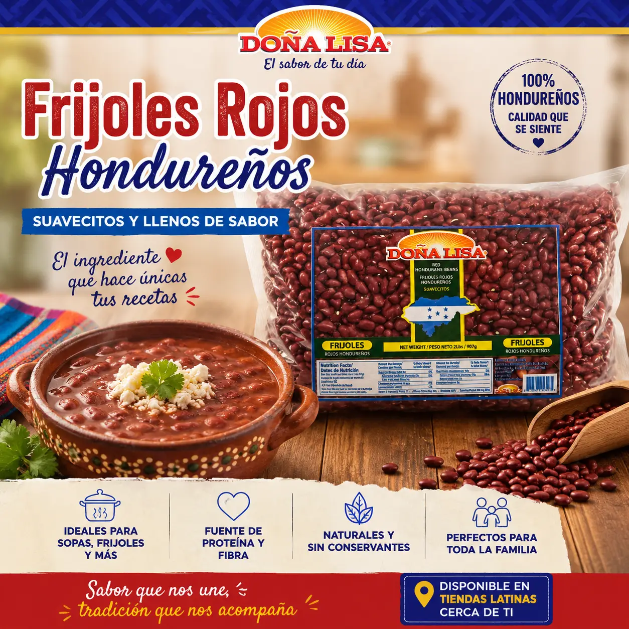 Plato de sopa de frijoles hondureña acompañado con queso y tortillas