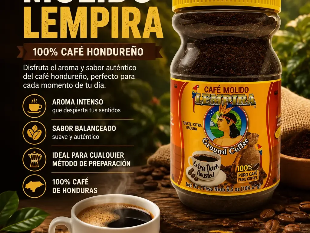 Café Molido Lempira 6.5 oz, café hondureño tradicional disponible en Doña Lisa Food Inc.