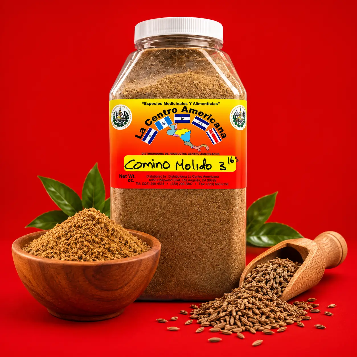 Comino molido La Centro Americana de 3 libras, especia tradicional para condimentar carnes, sopas y comidas latinas.